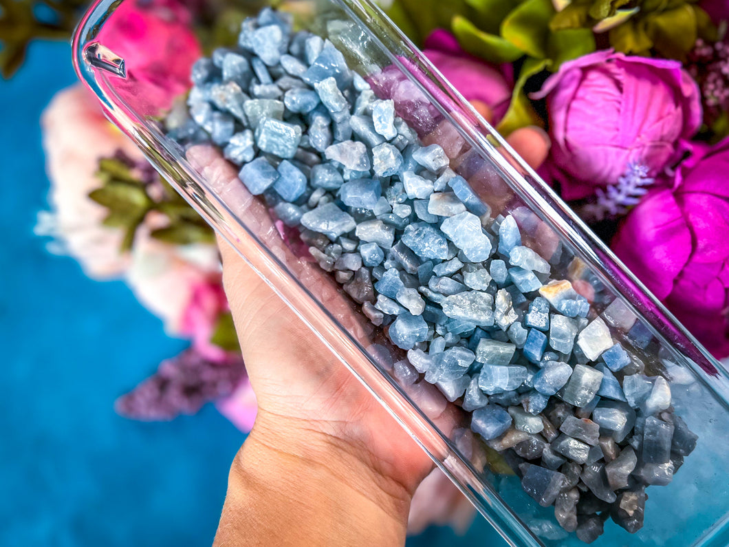 1 Lb RAW BLUE CALCITE tiny chips, Bulk Crystals