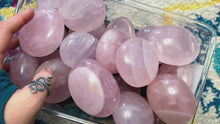 Load and play video in Gallery viewer, Rose Quartz Crystal Palm Stones
