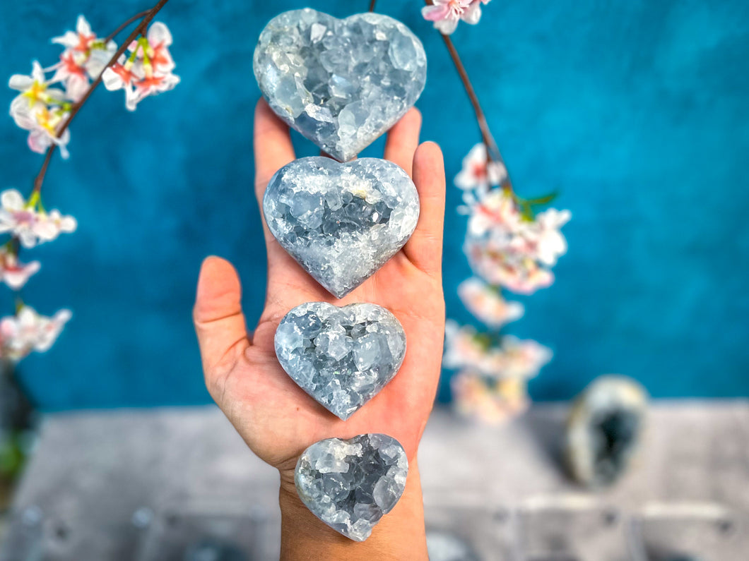 Ethically Sourced CELESTITE Hearts