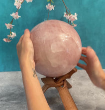 Load and play video in Gallery viewer, HUGE 7&quot; Rose Quartz Sphere, 19 Lbs!!!
