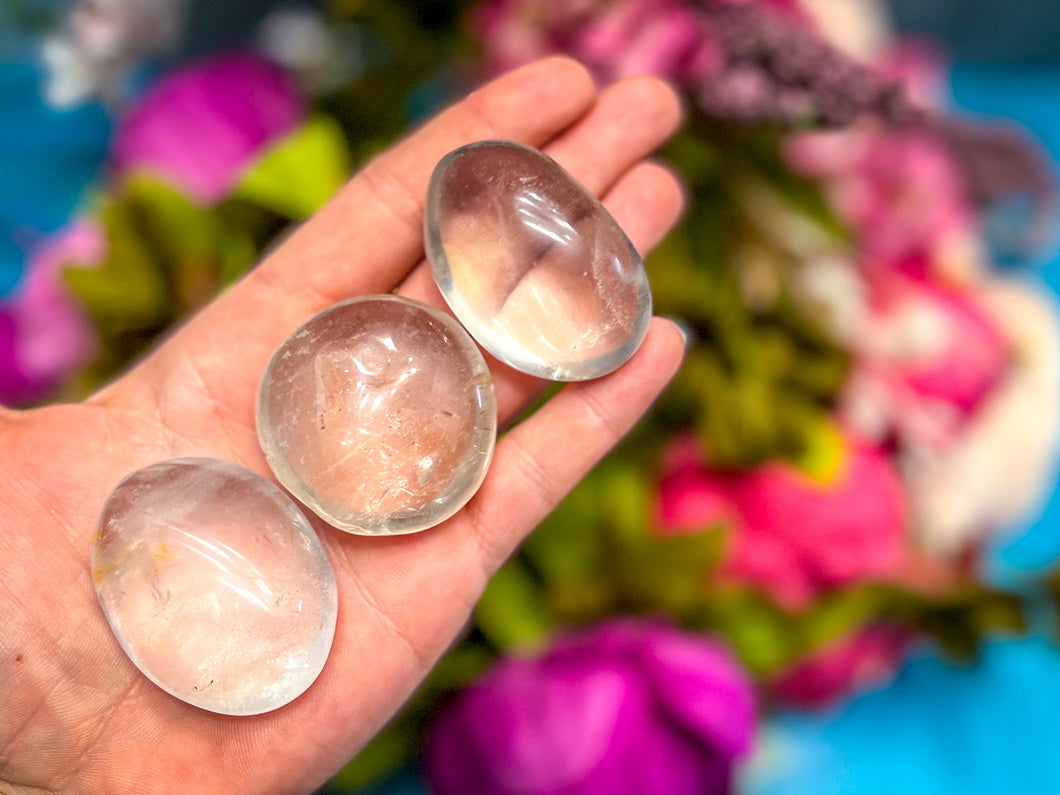 Clear Quartz Palm Stones, ethically Sourced Crystals