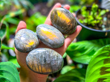 Load image into Gallery viewer, SUNSET Labradorite Palm Stone, Orange Labradorite, Yellow Labradorite, Pink Labradorite
