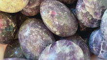 Load and play video in Gallery viewer, Lepidolite palm stone for TRANQUILITY
