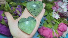 Load and play video in Gallery viewer, Prehnite Crystal Hearts
