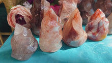 Load and play video in Gallery viewer, Fire Quartz Crystal Flames, Ethically Sourced Crystals, Red Hematoid Quartz Flames
