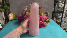 Load and play video in Gallery viewer, 10&quot; Rose Quartz Tower, 5 + Pounds!
