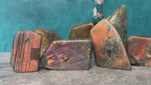 Load and play video in Gallery viewer, SUNSET labradorite freeforms, Orange Pink Labradorite, 100-749 grams
