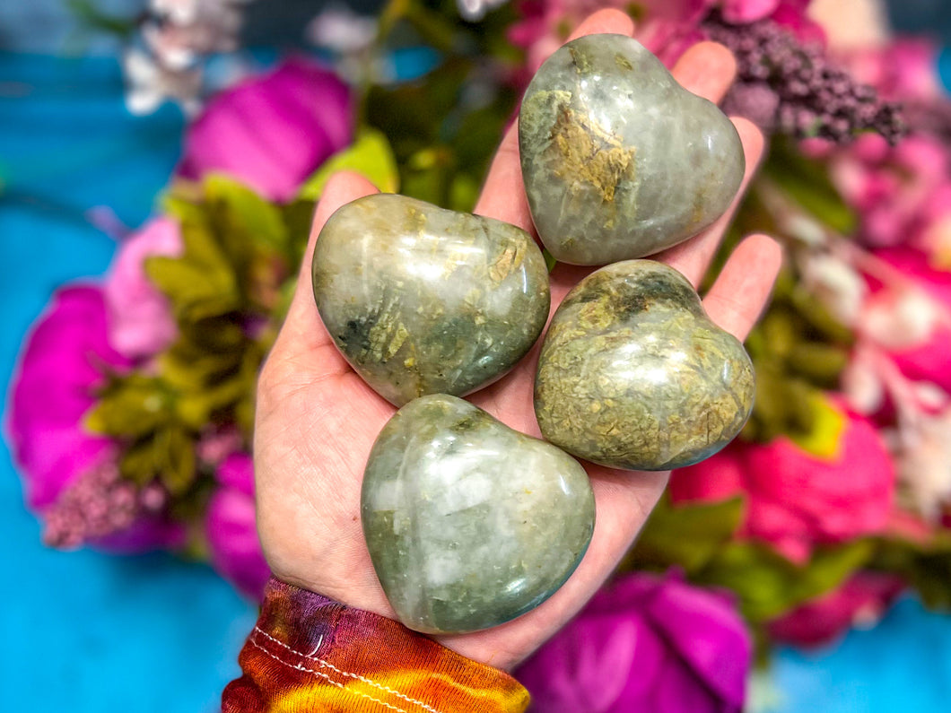 Garnierite Hearts, Green Moonstone, Ethically Sourced Crystals