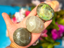 Load image into Gallery viewer, Garnierite Palmstones, Green Moonstone Palms, Ethically Sourced Crystals
