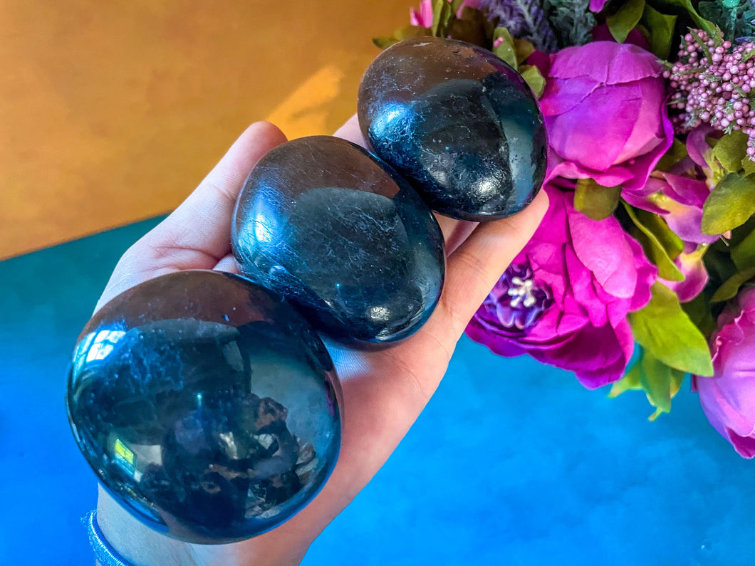 Black Tourmaline crystal palm stones for PROTECTION