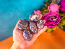 Load image into Gallery viewer, Lepidolite palm stone for TRANQUILITY
