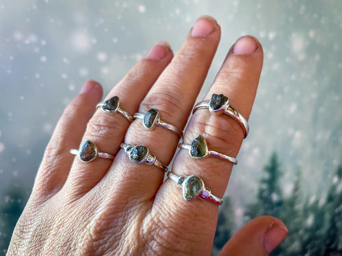 Genuine Moldavite Rings