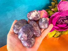 Load image into Gallery viewer, Lepidolite palm stone for TRANQUILITY

