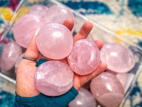 Rose Quartz Crystal Palm Stones