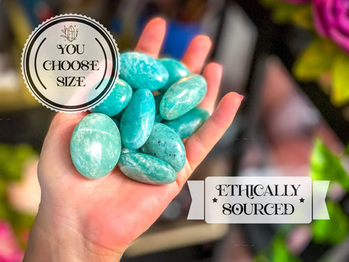 ETHICALLY SOURCED Amazonite palm stone for COURAGE