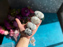 Load image into Gallery viewer, White &quot;Freckled&quot; Rainbow Moonstone Palmstone
