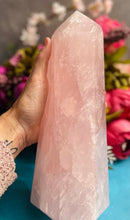 Load image into Gallery viewer, 10&quot; Rose Quartz Tower, 5 + Pounds!
