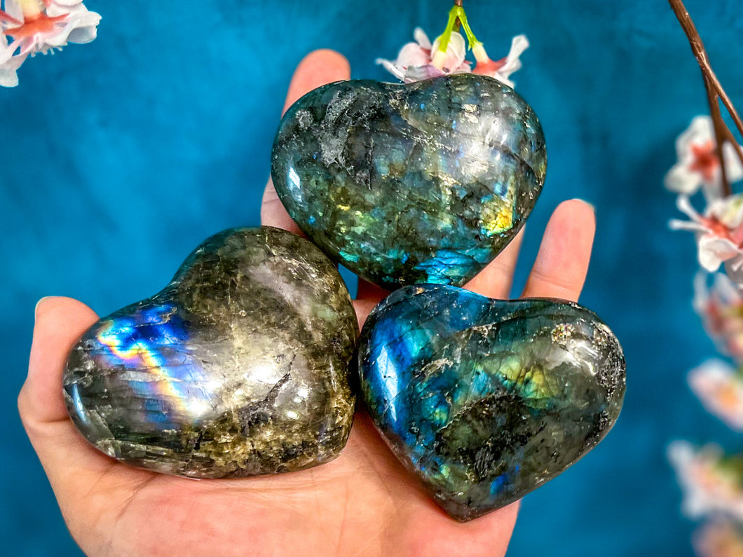 Gorgeous Labradorite Hearts