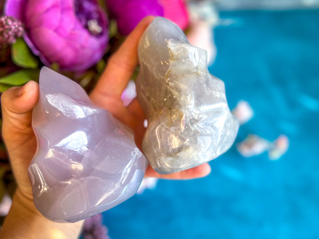 Lavender Rose Quartz Crystal Flames