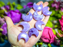 Load image into Gallery viewer, Cute Lepidolite Crystal Crescent Moons
