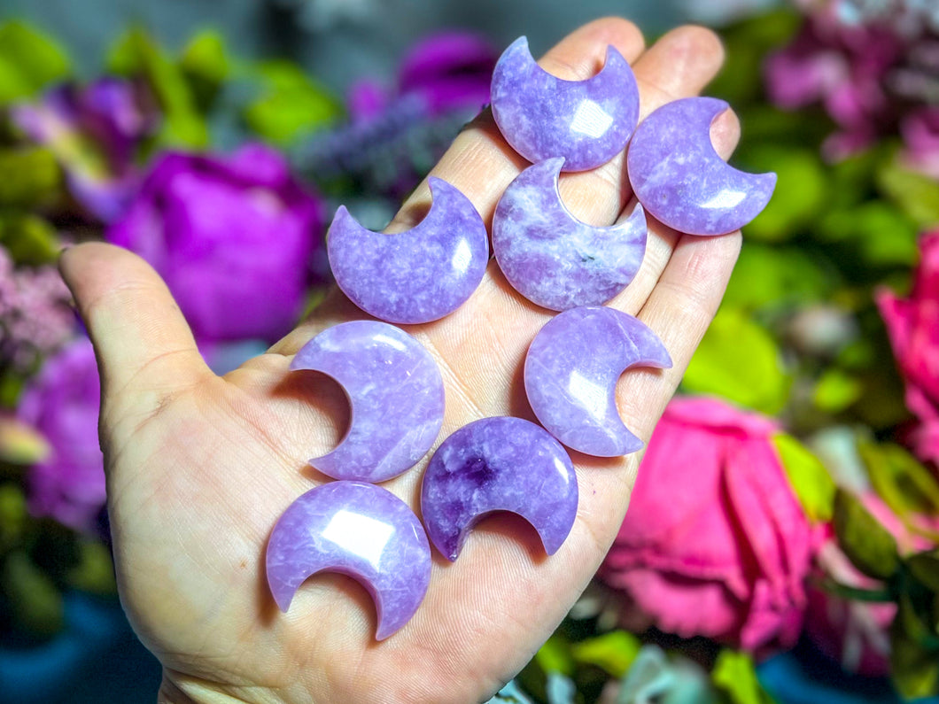 Cute Lepidolite Crystal Crescent Moons