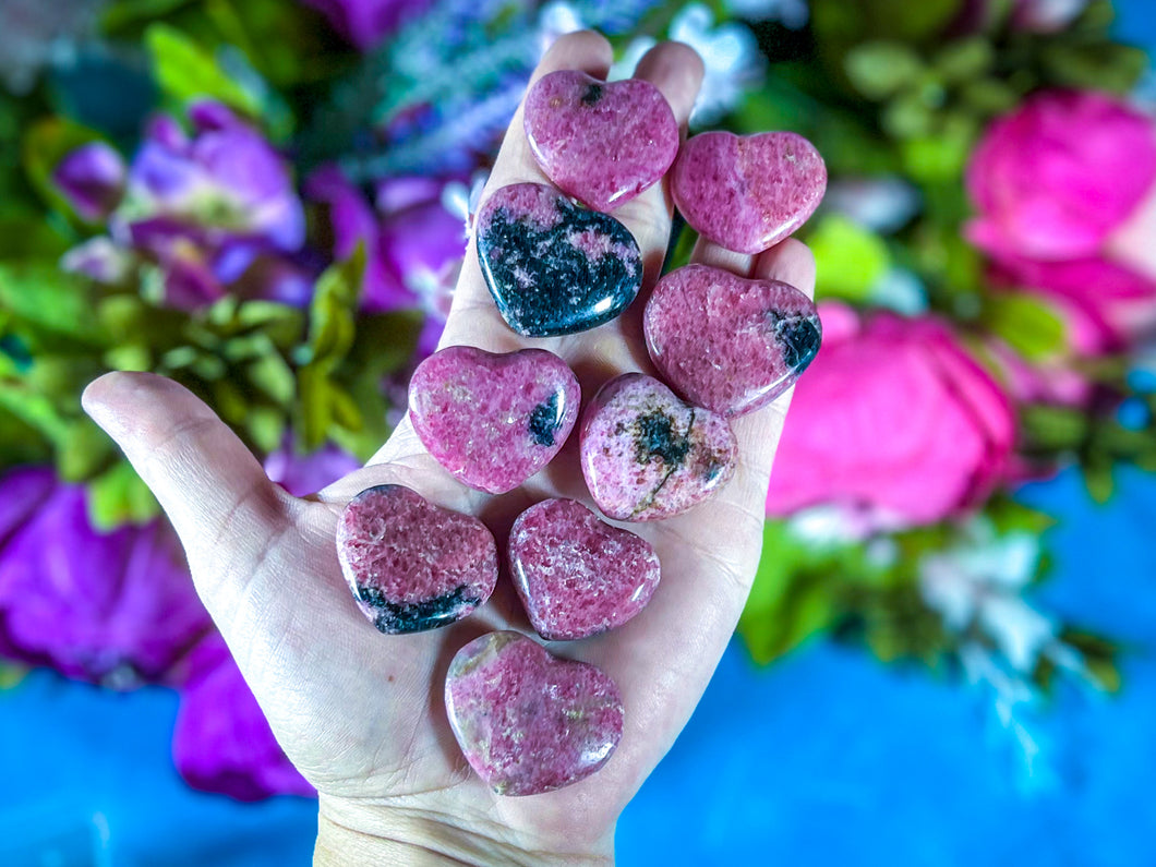 Cute RHODONITE Crystal heart, small Valentines Day Gift