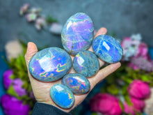 Load image into Gallery viewer, Ethically Sourced Purple Labradorite Crystal Palmstones
