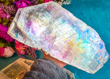 Load image into Gallery viewer, HUGE Aura Raw True Selenite Pane, Rainbow Selenite Plate
