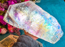Load image into Gallery viewer, HUGE Aura Raw True Selenite Pane, Rainbow Selenite Plate
