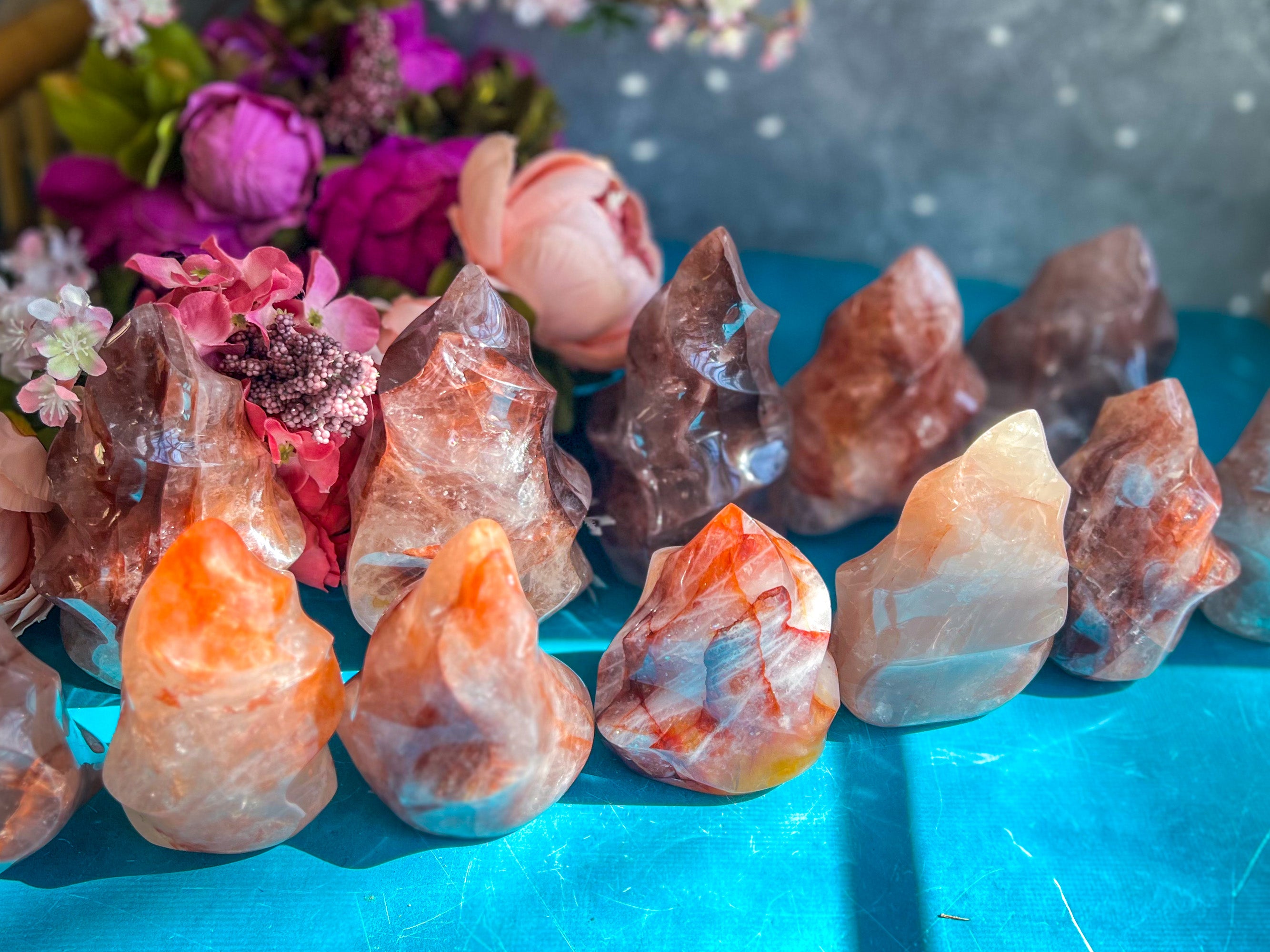 Fire Quartz Crystal Flames, Ethically Sourced Crystals, Red Hematoid Q