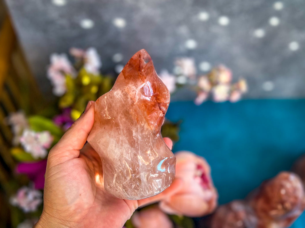 Fire Quartz Crystal Flames, Ethically Sourced Crystals, Red Hematoid Quartz Flames