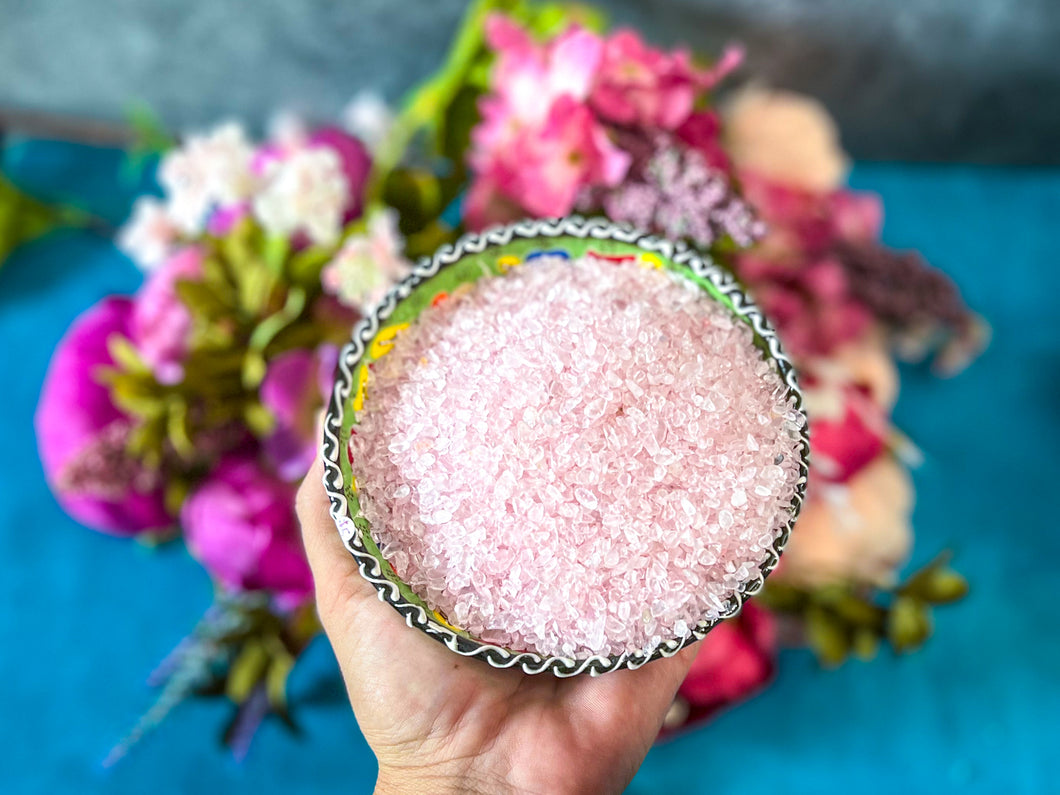 Ethically Sourced Rose Quartz Chips, Bulk Crystal Chips, 1 Lb