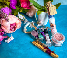 Load image into Gallery viewer, Mothers Day SELF LOVE Spa Gift Set, Rose Quartz Themed Bath and Beauty Gift Basket
