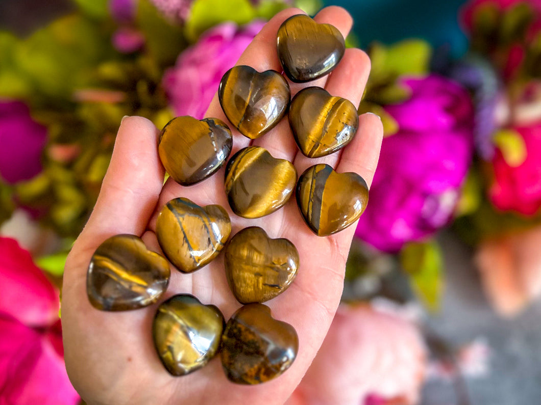 Small Gold Tigers Eye Hearts