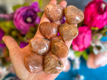 Load image into Gallery viewer, Small Peach Moonstone Crystal Hearts
