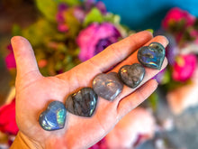 Load image into Gallery viewer, Small Purple Labradorite Hearts, Ethically Sourced Crystals
