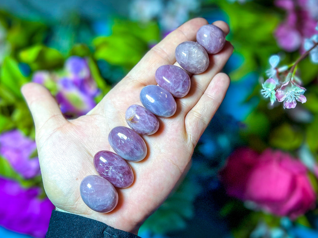Small Lavender Purple Rose Quartz Palm Stones