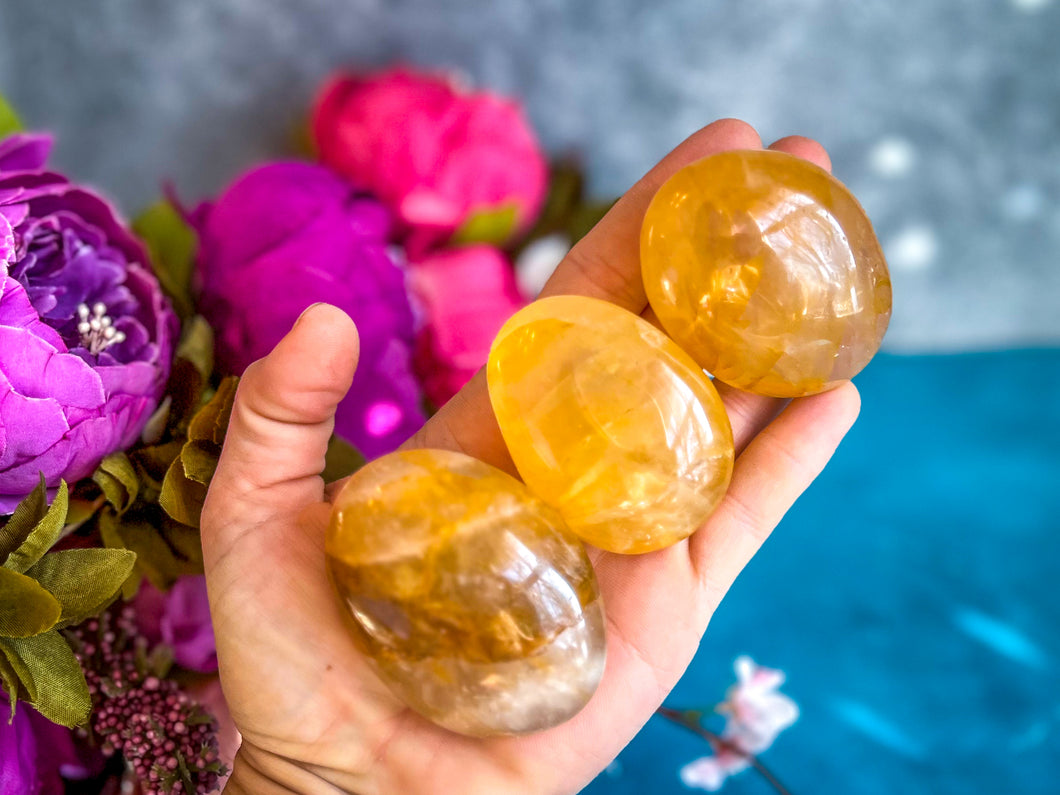 Golden Healer Palm Stones (also known as Yellow Hematoid Quartz)